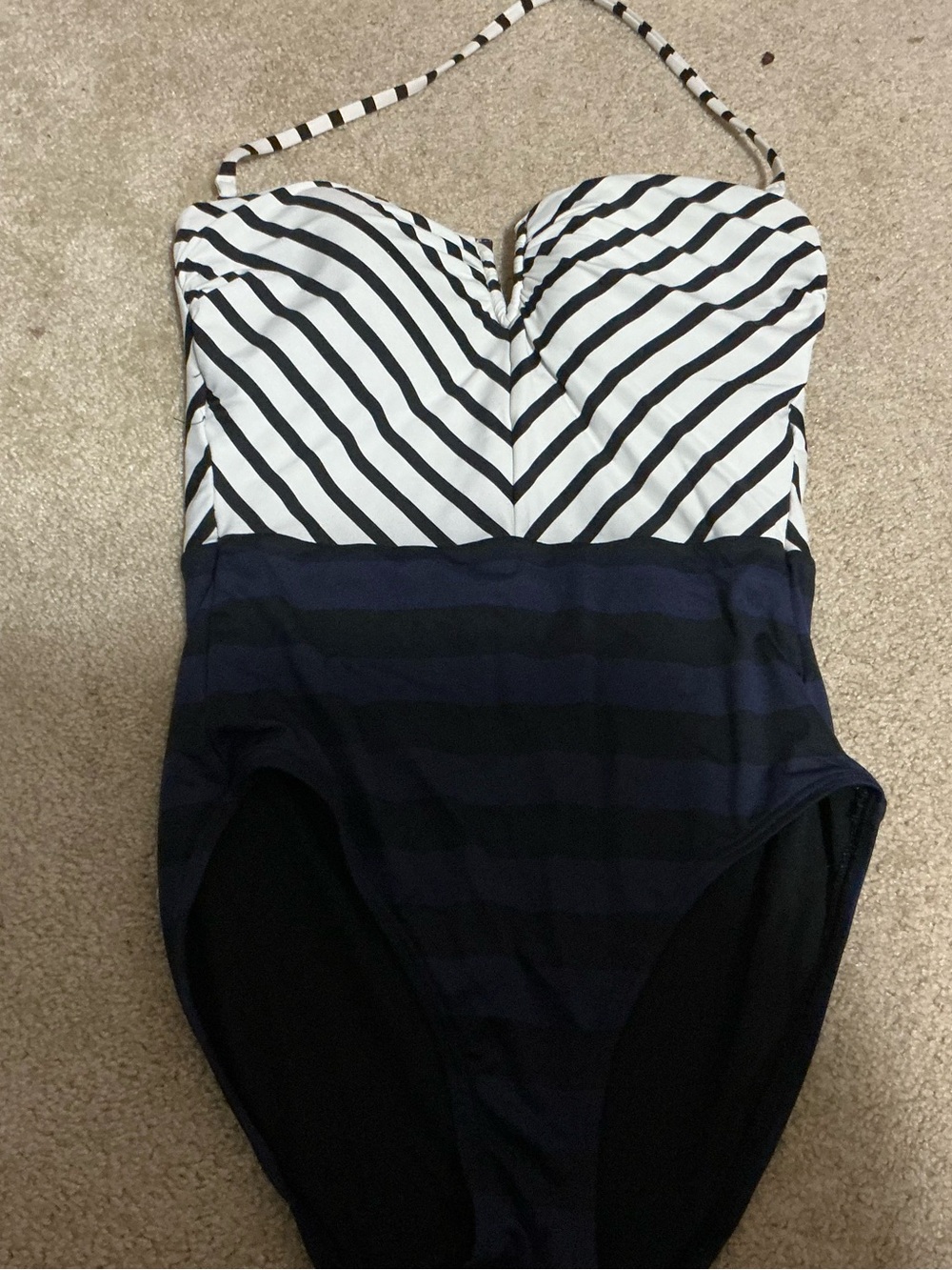 Tommy Bahama Navy and White Striped One-Piece Swimsuit